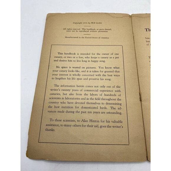 The Canary Owner's Handbook Will Gerber 1950 Long Life & Happy Song Well Loved - Picture 13 of 16
